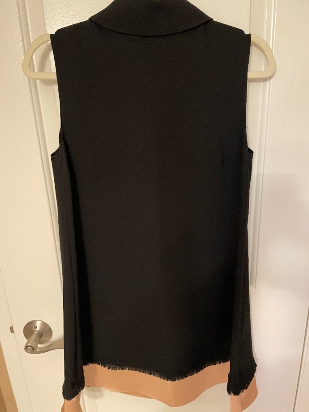 Roksanda Sleeveless Tie-Neck Mini Dress Black Blush Pink Satin Hem MSRP $1420